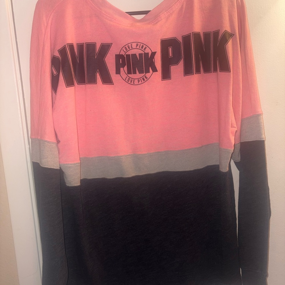 PINK Victoria's Secret Long Sleeve Tee - Pink and Gray